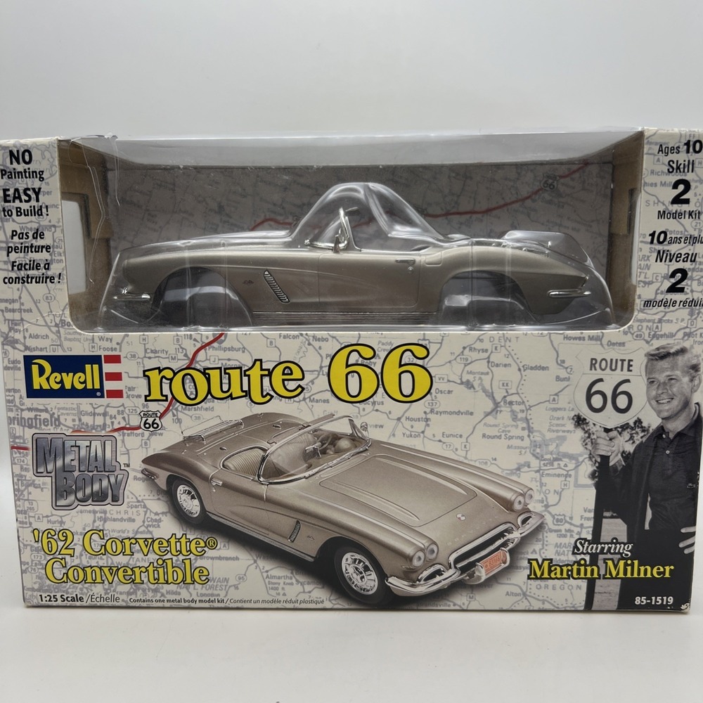 Revell 1/25 Scale Route 66 1962 Corvette Metal Body Model  #85-1519 Sealed Kit
